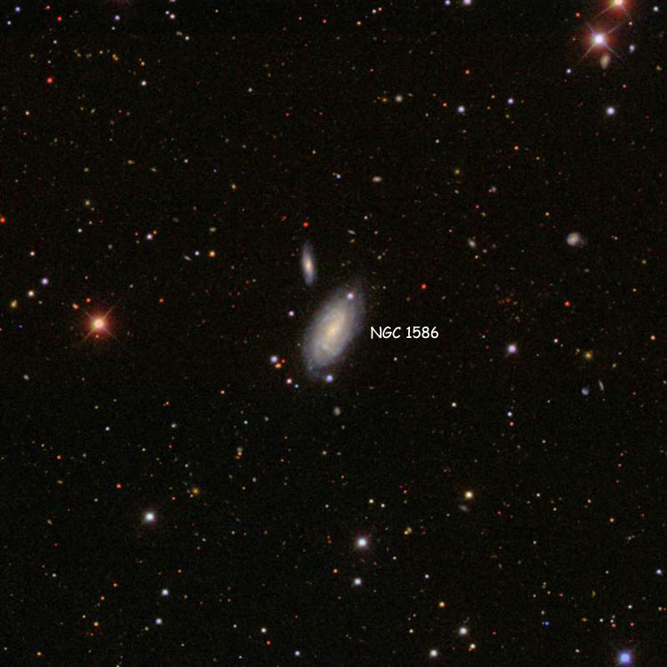 SDSS image of region near spiral galaxy NGC 1586