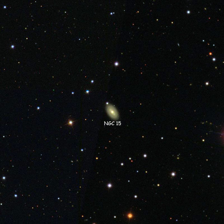 SDSS image of region near spiral galaxy NGC 15