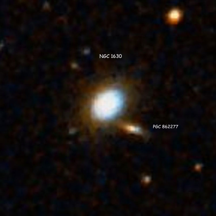 DSS image of lenticular galaxy NGC 1630 and its apparent companion, PGC 862277