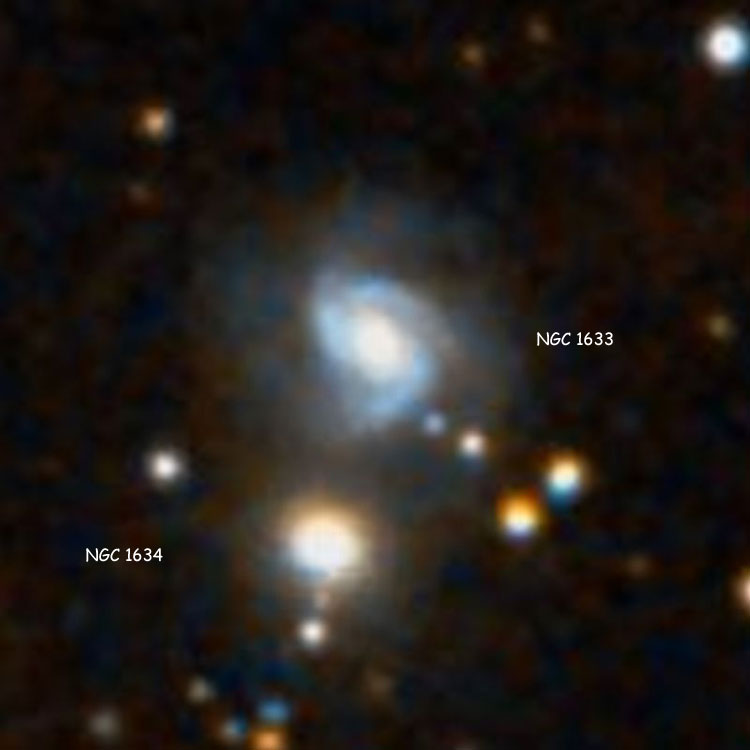 DSS image of spiral galaxy NGC 1633 and its possible companion, NGC 1634