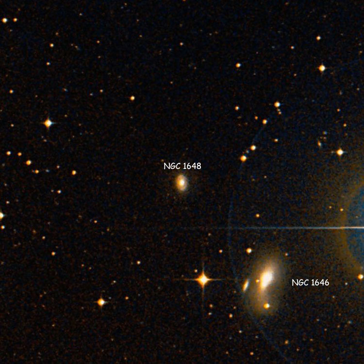 DSS image of region near lenticular galaxy NGC 1648, also showing NGC 1646