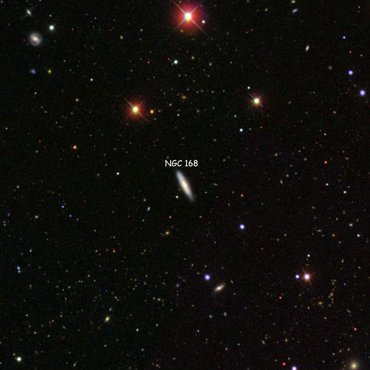 SDSS image of region near spiral galaxy NGC 168