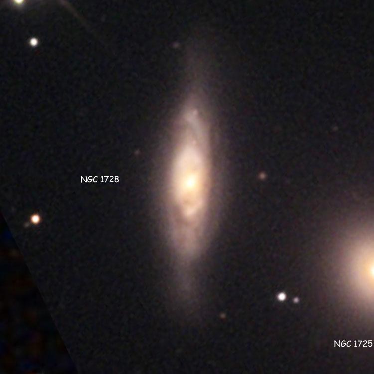 NOAO image of spiral galaxy NGC 1728, also showing part of NGC 1725