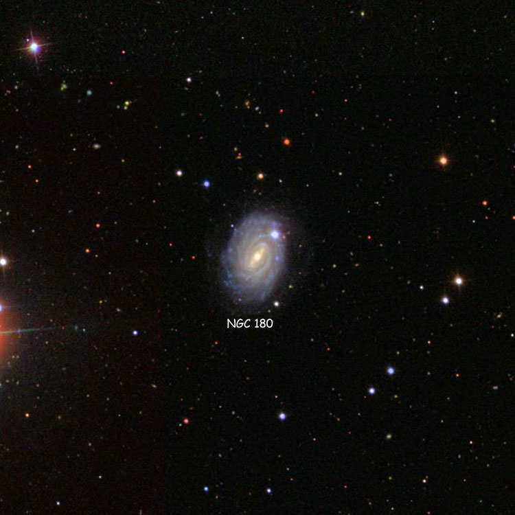 SDSS image of region near spiral galaxy NGC 180