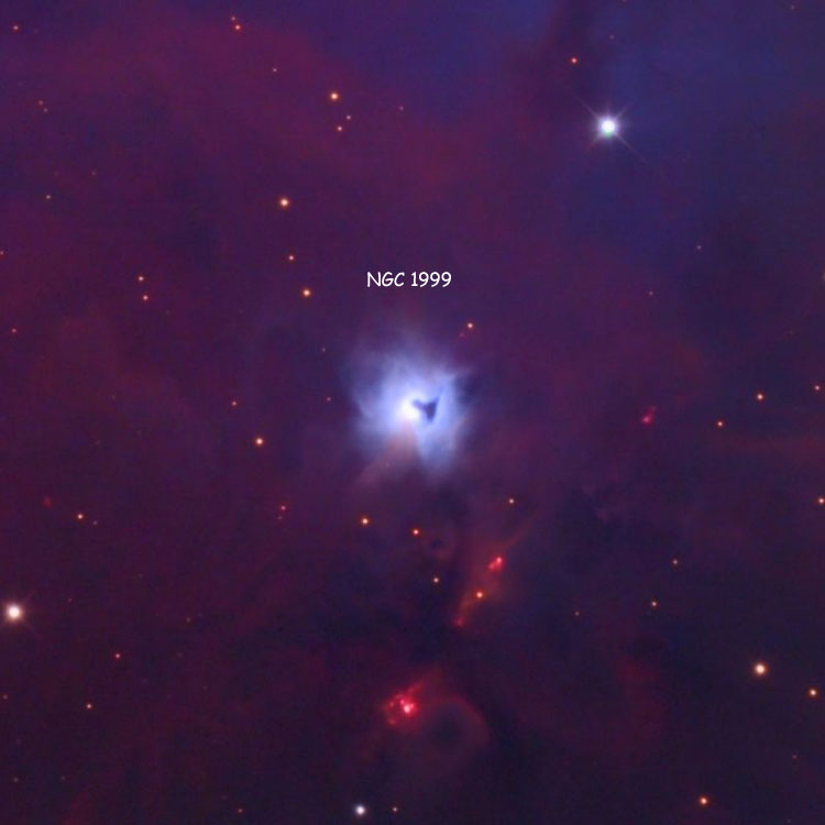 Misti Mountain Observatory image of region near NGC 1999, an emission and reflection nebula in Orion