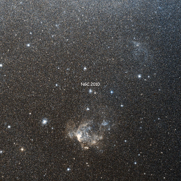 DSS image showing position of globular cluster NGC 2010 relative to the Large Magellanic Cloud