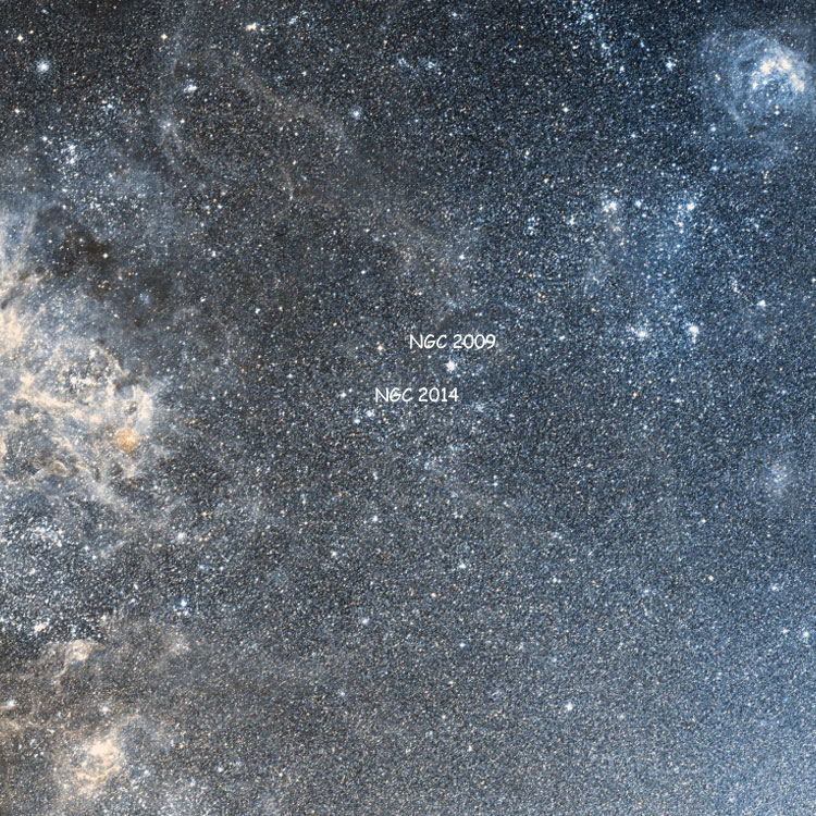 DSS image showing position of star cloud NGC 2015 relative to the Large Magellanic Cloud