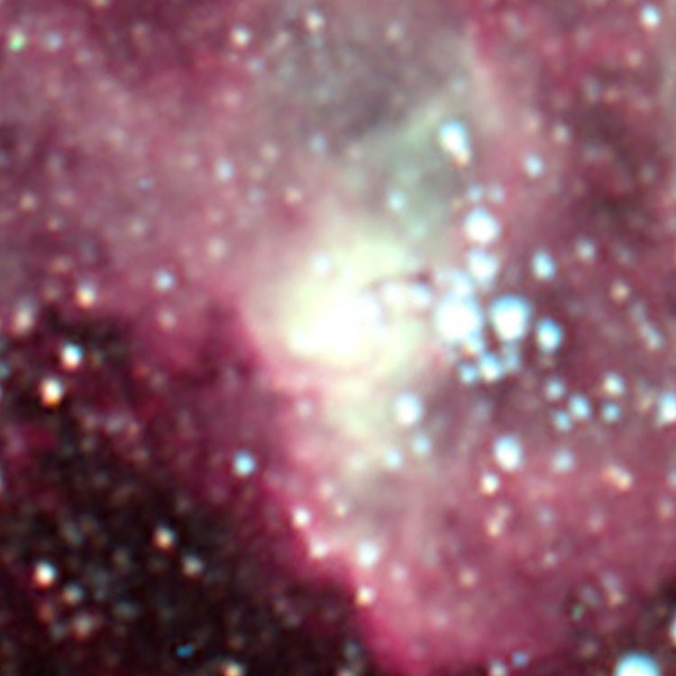 DSS image of open cluster NGC 2018 and its associated emission nebula