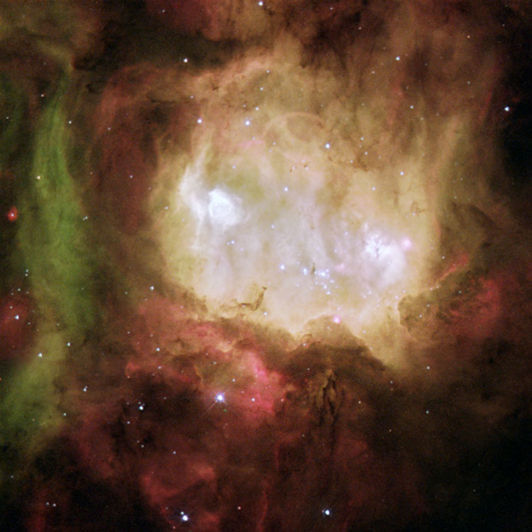 HST image of emission nebula NGC 2080, also known as the Ghost Head Nebula, in the Large Magellanic Cloud