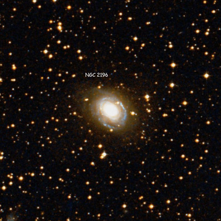 DSS image of region near spiral galaxy NGC 2196