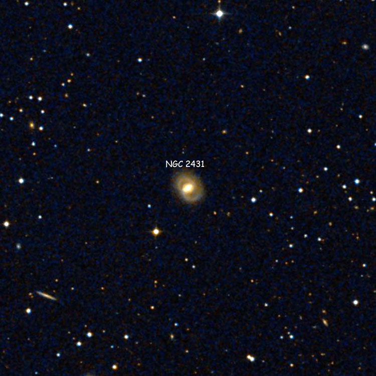 DSS image of region near spiral galaxy NGC 2431