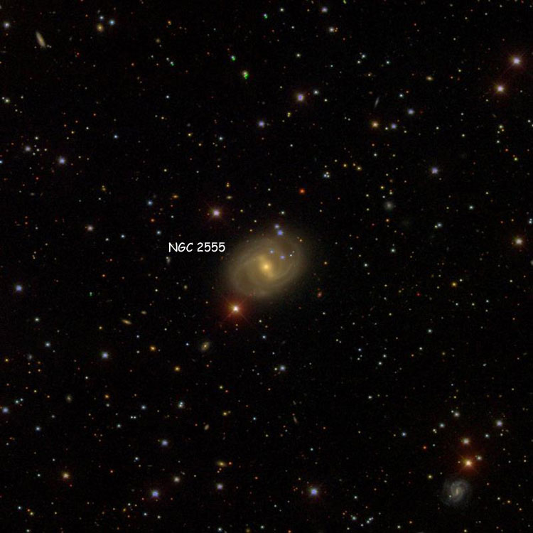 SDSS image of region near spiral galaxy NGC 2555