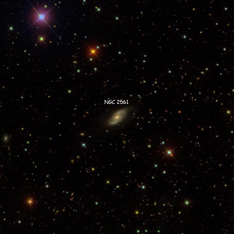 SDSS image of region near spiral galaxy NGC 2561