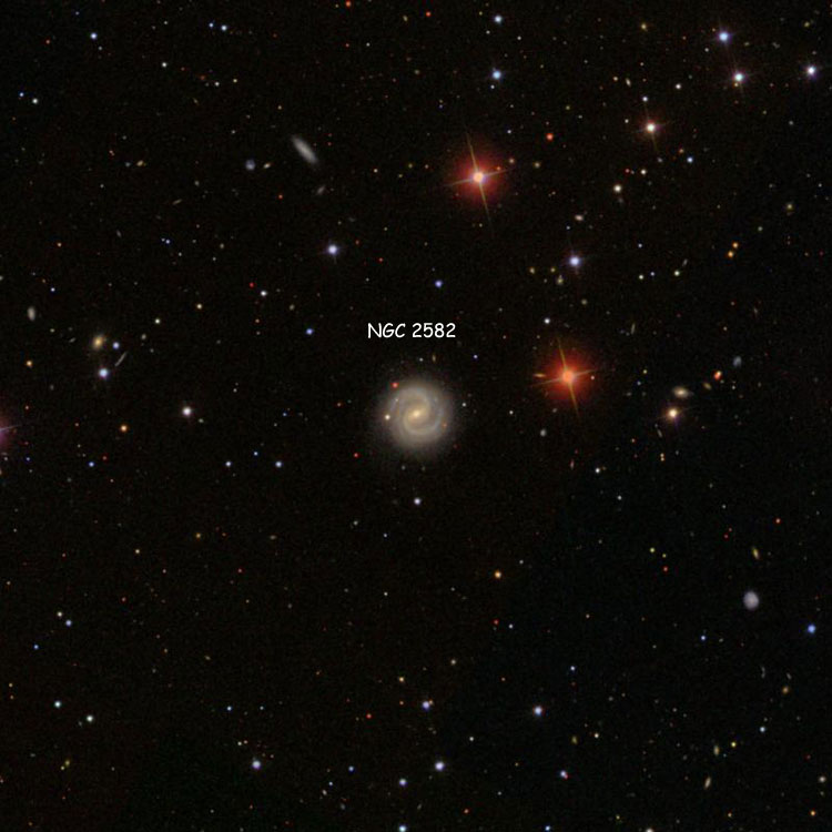 SDSS image of region near spiral galaxy NGC 2582