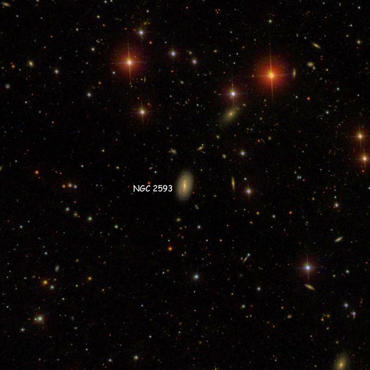 SDSS image of region near lenticular galaxy NGC 2593