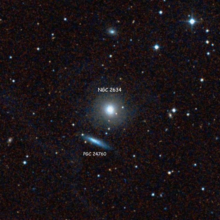 DSS image of region near elliptical galaxy NGC 2634, also showing PGC 24760