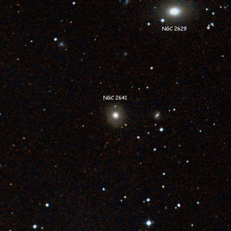 DSS image of region near lenticular galaxy NGC 2641, also showing NGC 2629