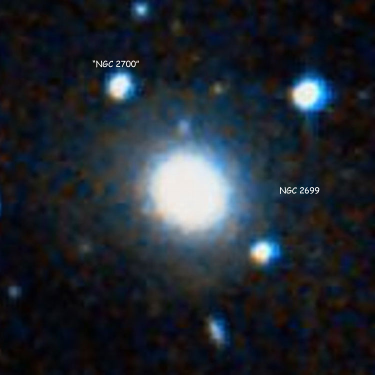DSS image of elliptical galaxy NGC 2699, also showing the star presumed to be NGC 2700