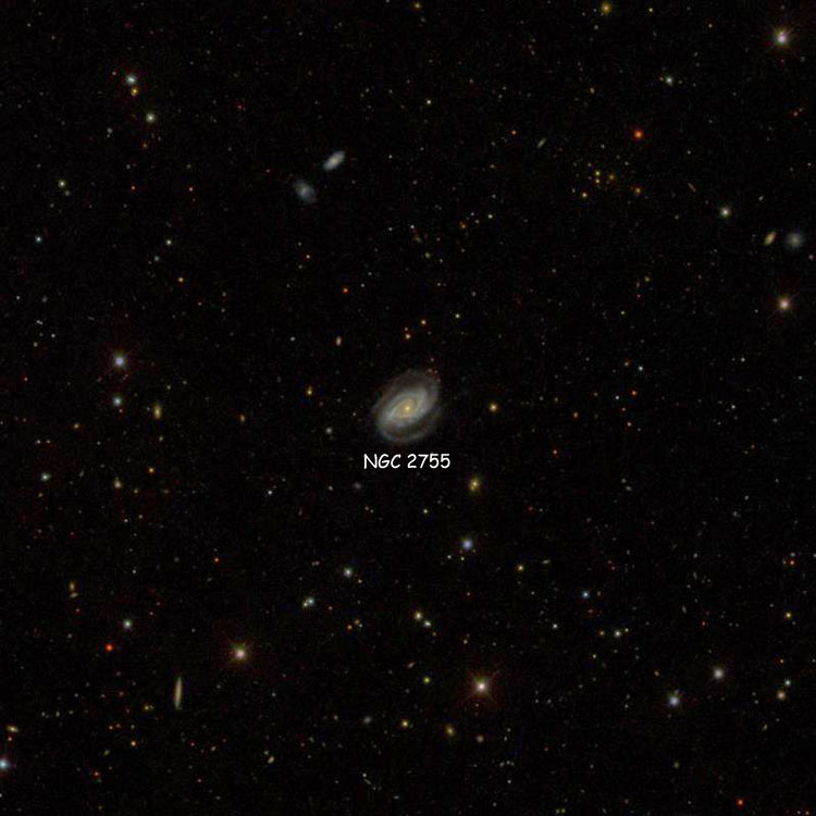 SDSS image of region near spiral galaxy NGC 2755