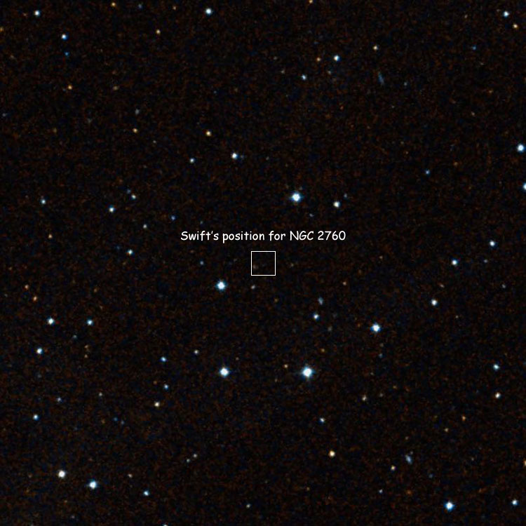 DSS image of region near Swift's position for the apparently lost or nonexistent NGC 2760