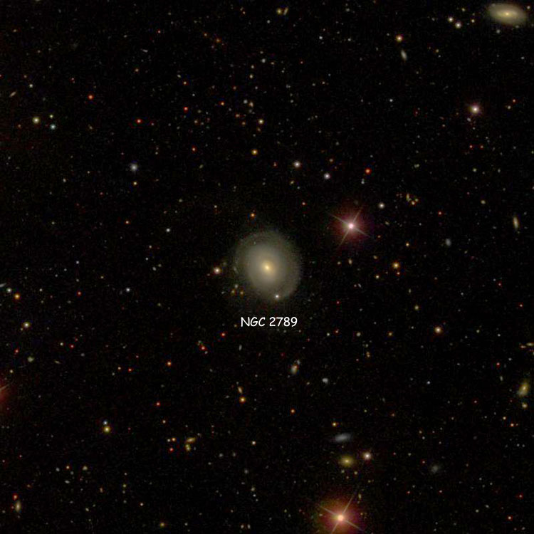 SDSS image of region near lenticular galaxy NGC 2789