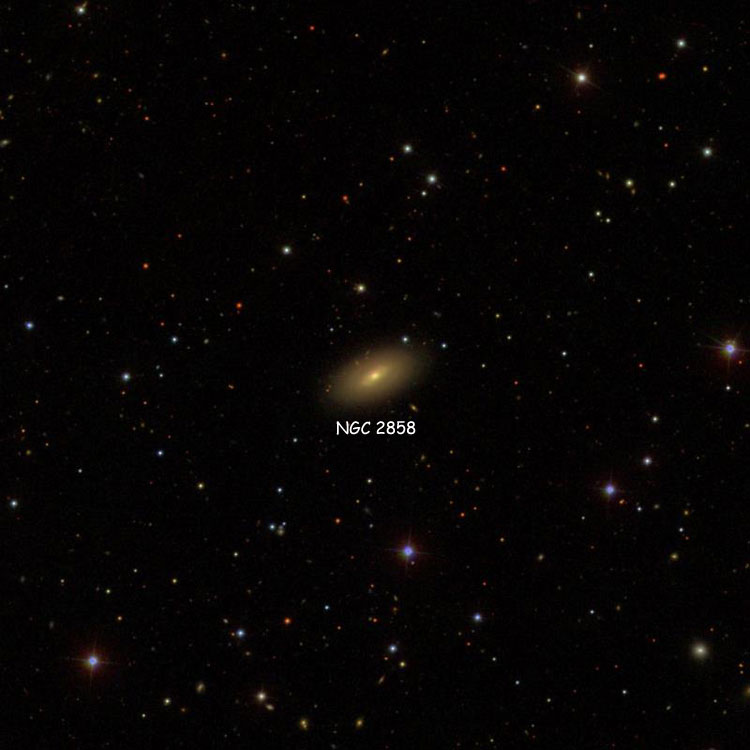 SDSS image of region near lenticular galaxy NGC 2858