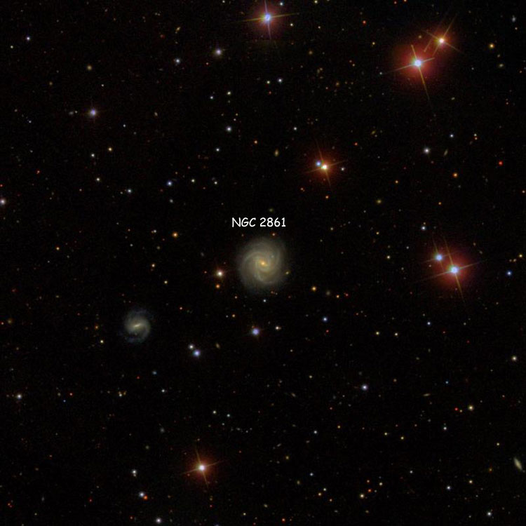SDSS image of region near spiral galaxy NGC 2861