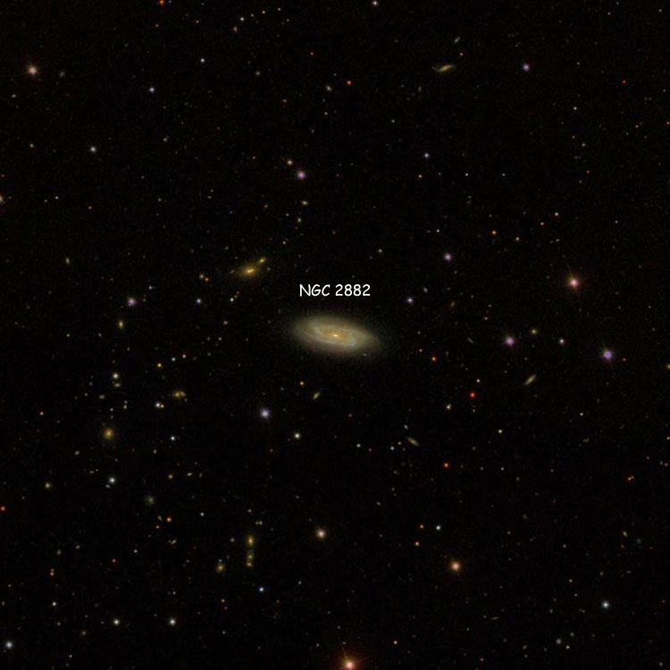 SDSS image of region near spiral galaxy NGC 2882