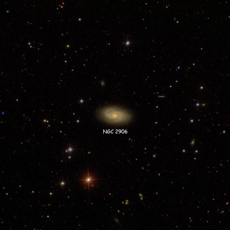 SDSS image of region near spiral galaxy NGC 2906