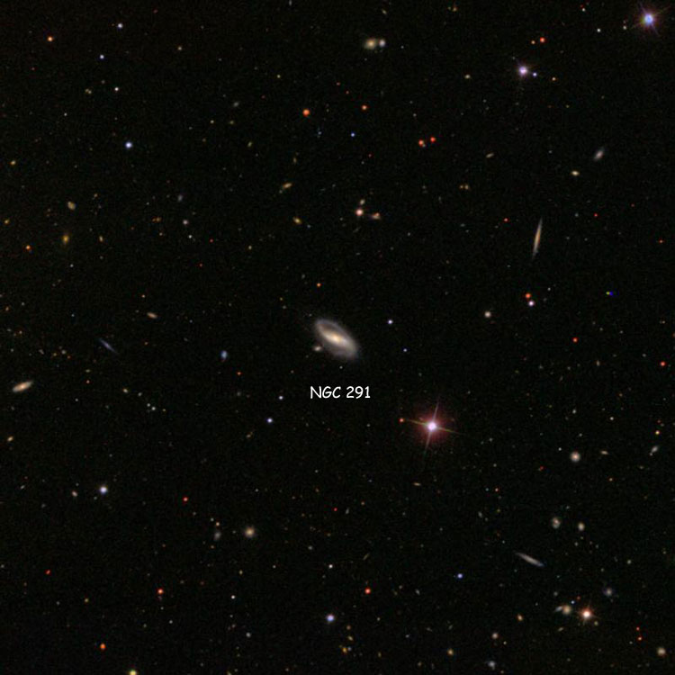 SDSS image of region near spiral galaxy NGC 291