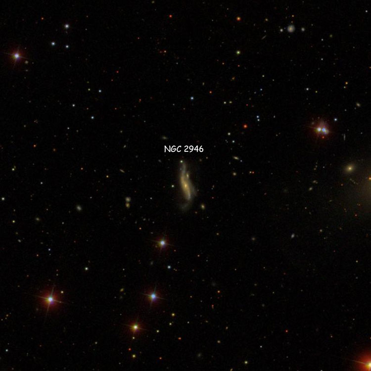 SDSS image of region near spiral galaxy NGC 2946