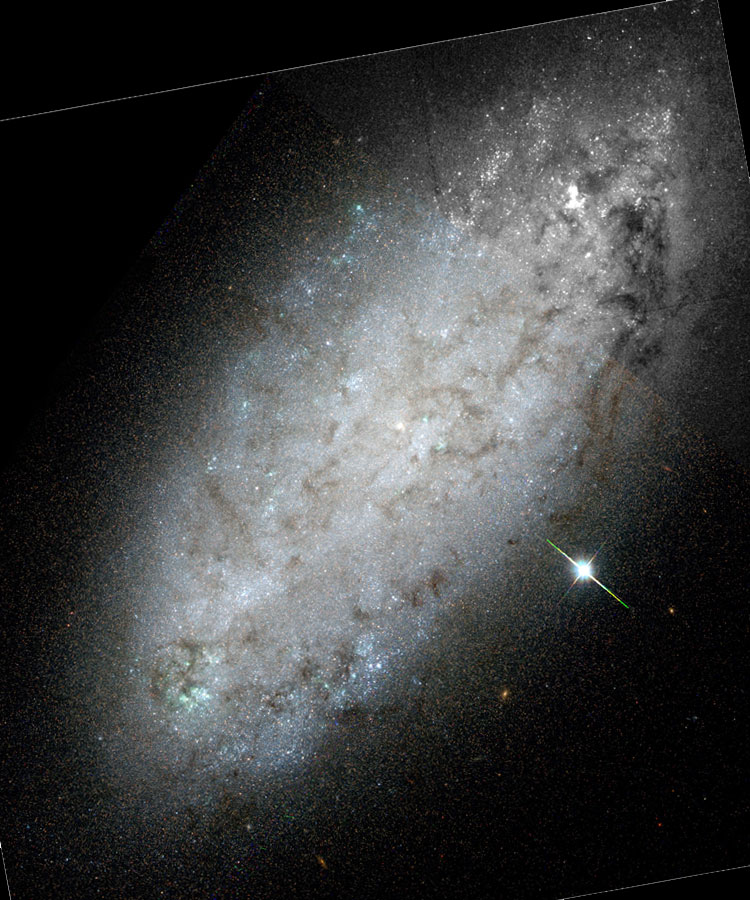 Combination of HST and Hubble Legacy Archive images of most of spiral galaxy NGC 1976