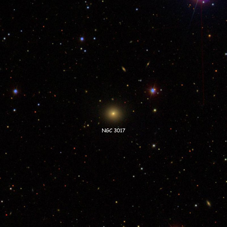 SDSS image of region near elliptical galaxy NGC 3017