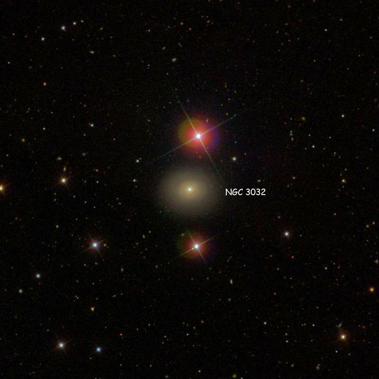 SDSS image of region near peculiar spiral galaxy NGC 3032