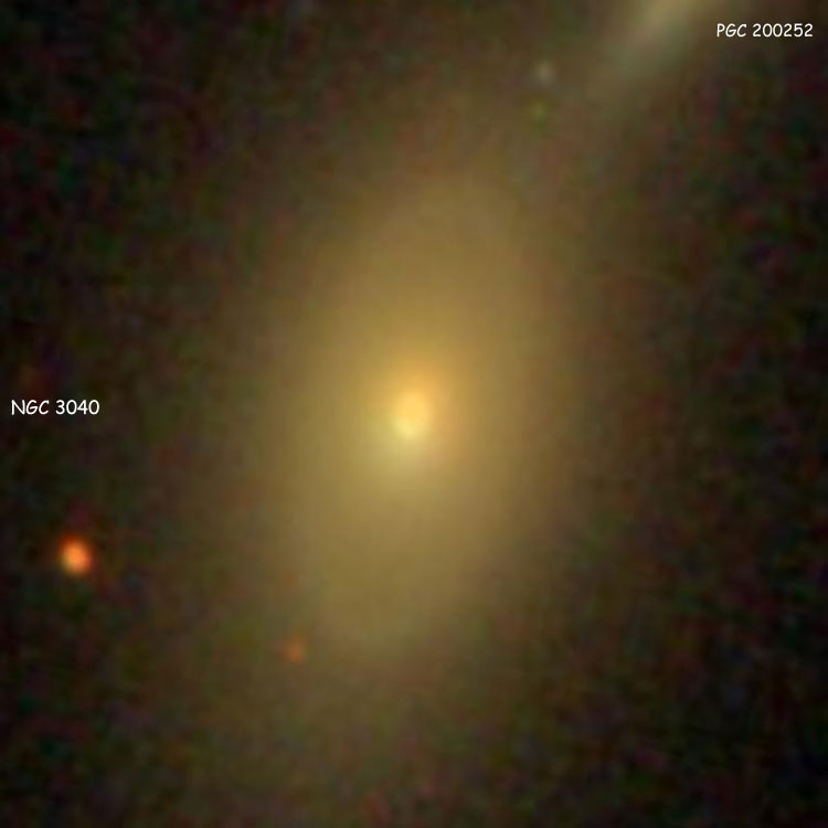 SDSS image of region near lenticular galaxy NGC 3040, also showing part of PGC 200525