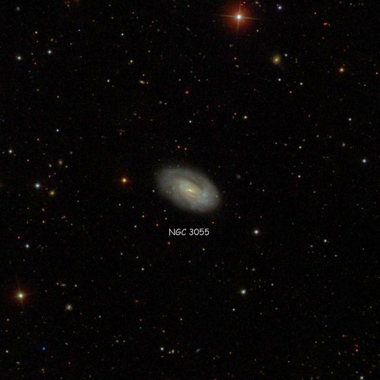 SDSS image of region near spiral galaxy NGC 3055