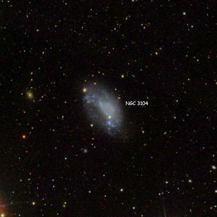 SDSS image of region near irregular galaxy NGC 3104, also known as Arp 264