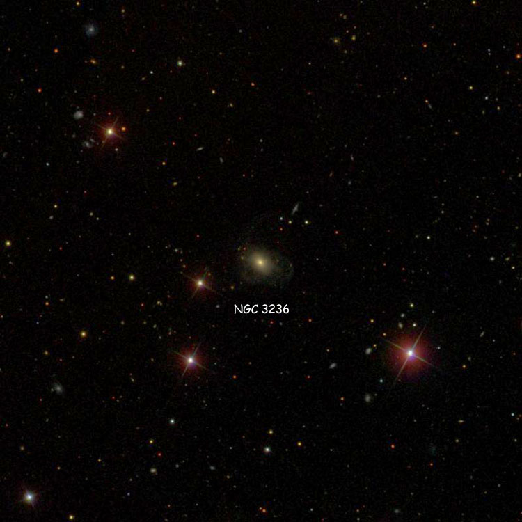 SDSS image of region near lenticular galaxy NGC 3236