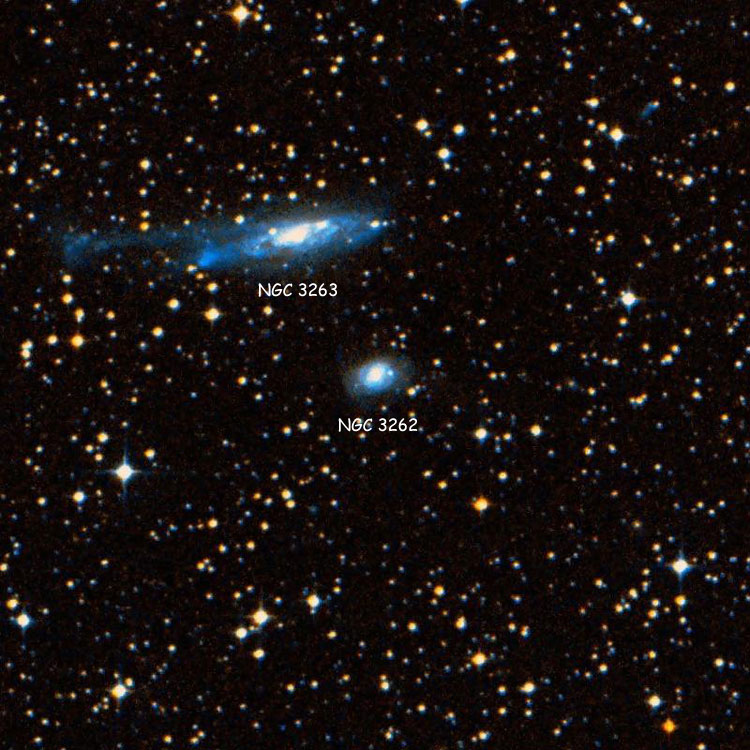DSS image of region near lenticular galaxy NGC 3262, also showing NGC 3263