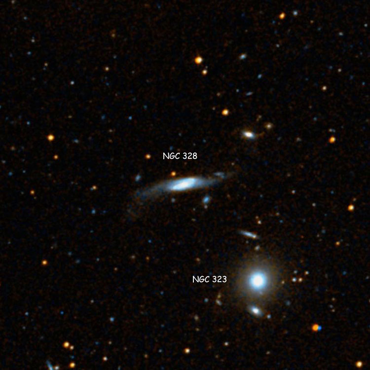 DSS image of spiral galaxy NGC 328, also showing NGC 323