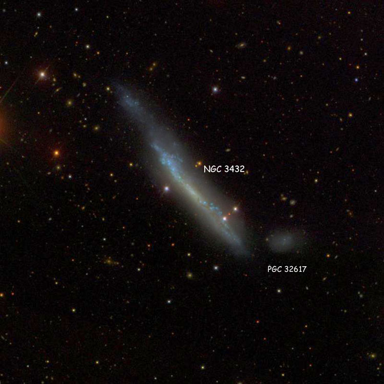SDSS image of region near spiral galaxy NGC 3432