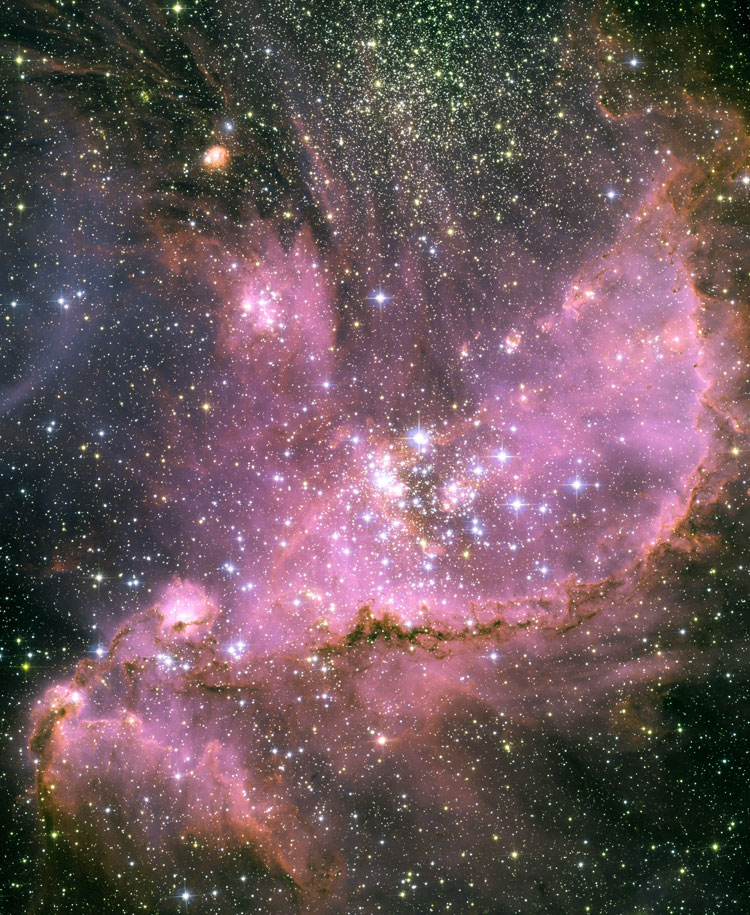 HST image of open cluster and emission nebula NGC 346, in the Small Magellanic Cloud