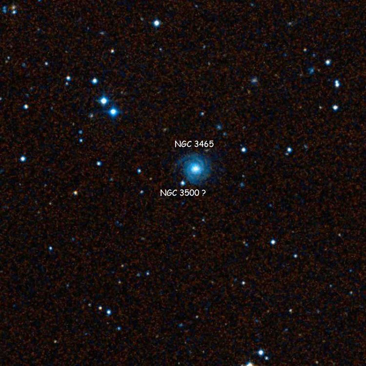 DSS image of region near the star which might or might not be part of NGC 3500, also showing NGC 3465