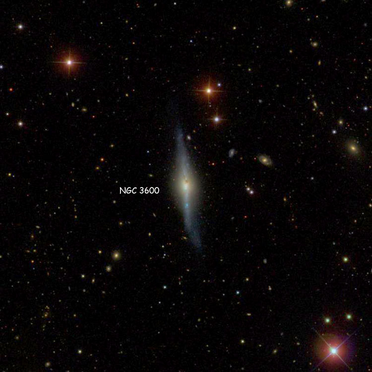 SDSS image of region near spiral galaxy NGC 3600