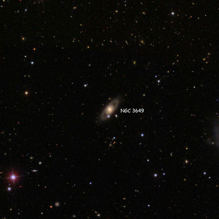 SDSS image of region near spiral galaxy NGC 3649