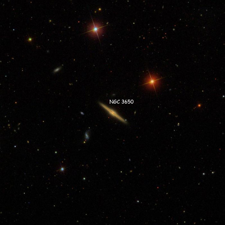 SDSS image of region near spiral galaxy NGC 3650