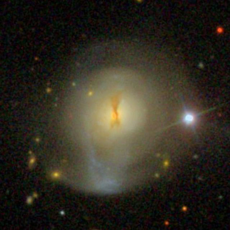 SDSS image of peculiar lenticular galaxy NGC 3656, also known as Arp 155