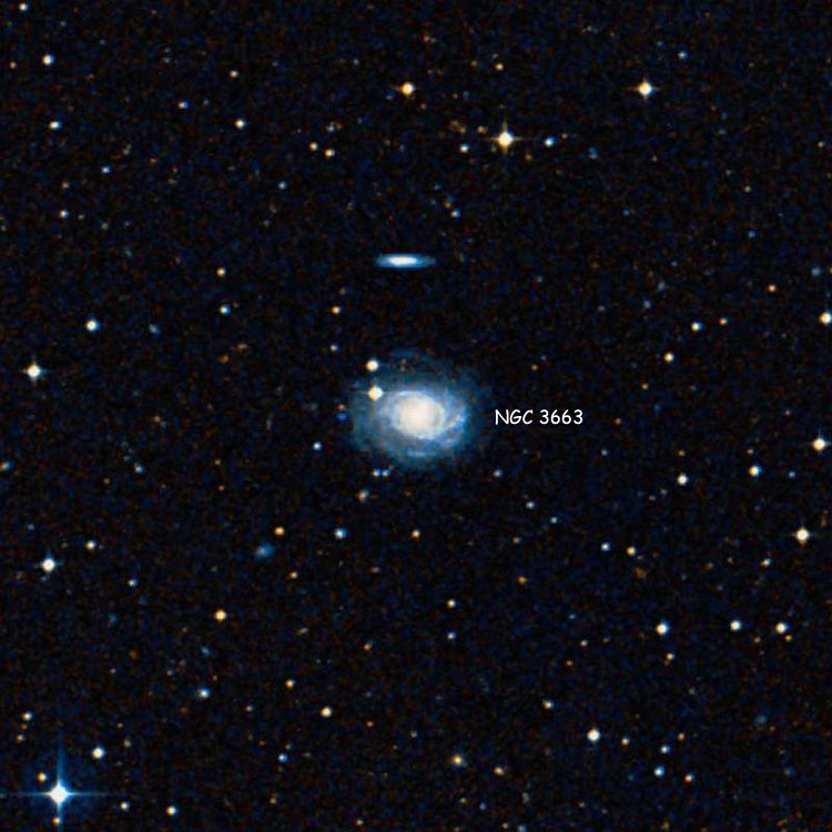 DSS image of region near spiral galaxy NGC 3663