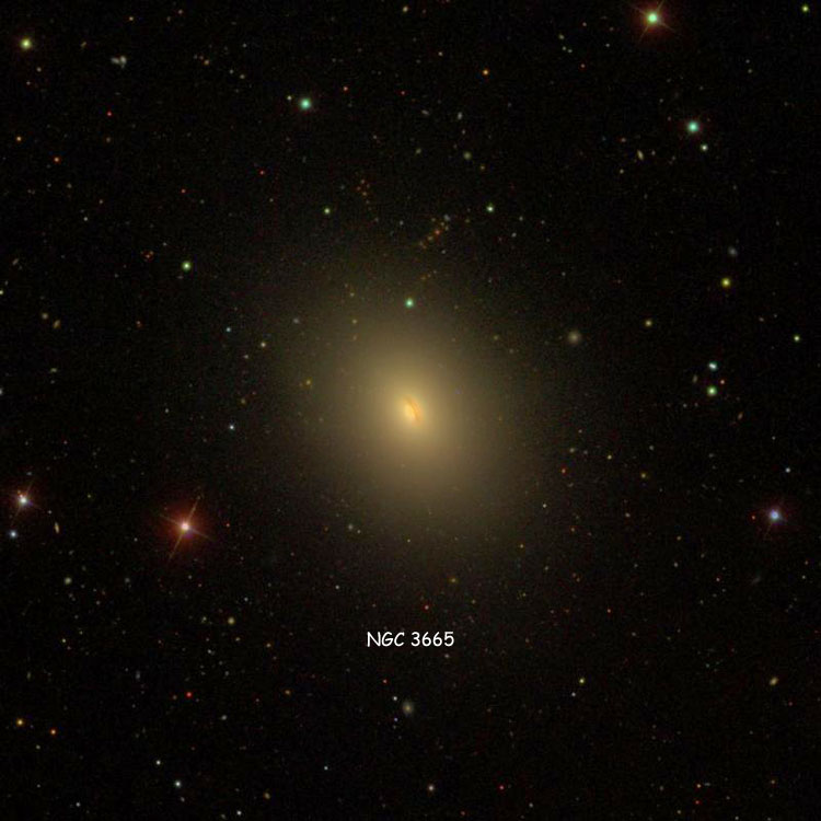 SDSS image of region near lenticular galaxy NGC 3665
