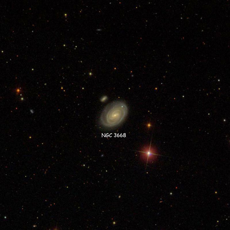 SDSS image of region near spiral galaxy NGC 3668
